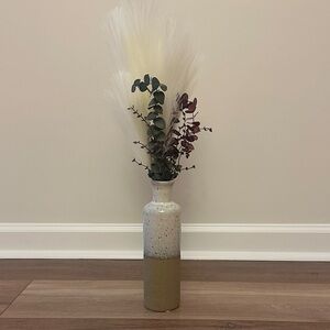 Elegant Two-Tone Vase with Dried Floral Display